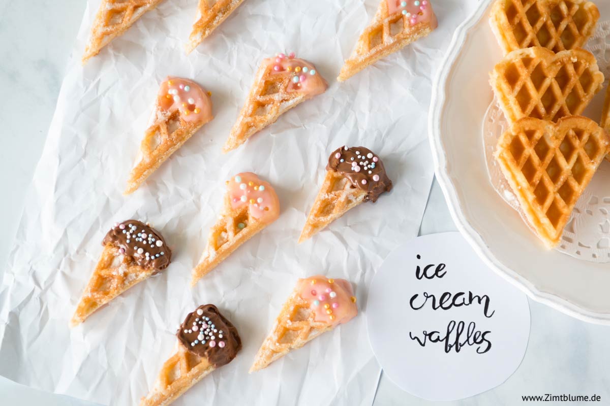 Herzwaffeln als Eis